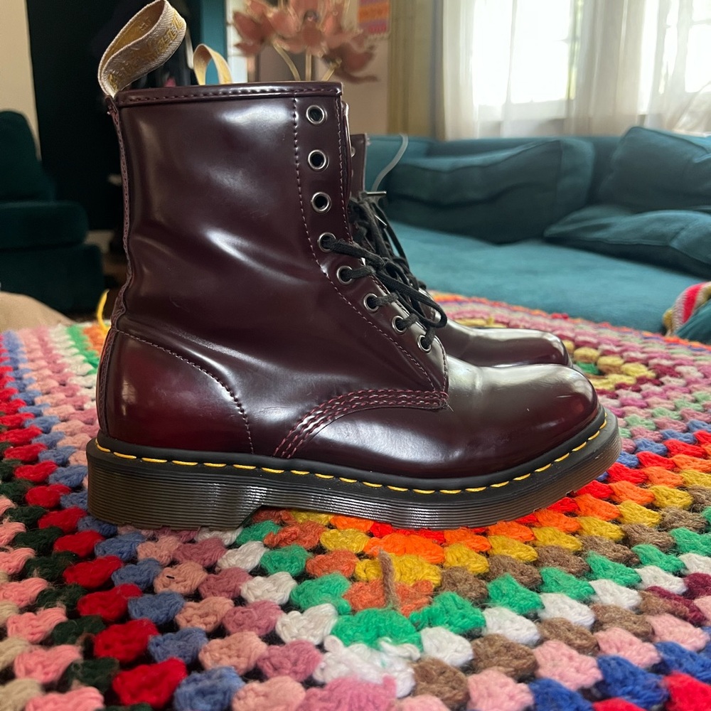 Dr. Martens Dark Red Vegan Leather Boots